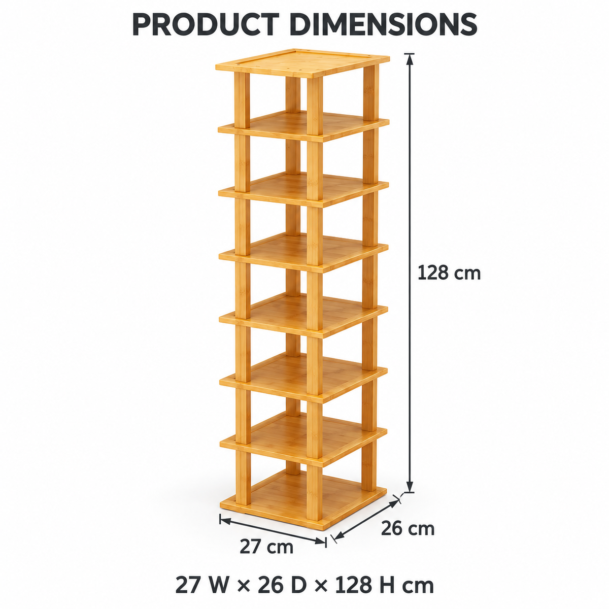8-Tier Bamboo Shoe Rack – Freestanding Entryway Storage Organizer