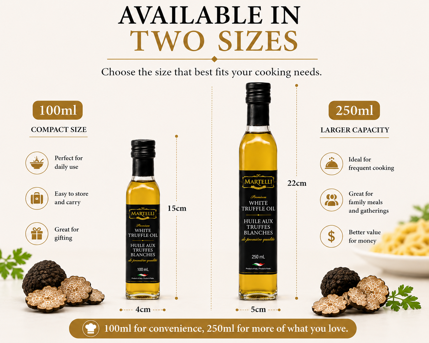 Martelli White Truffle Oil, Aromatic Finishing Oil for Pasta, Pizza, Risotto and Everyday Cooking