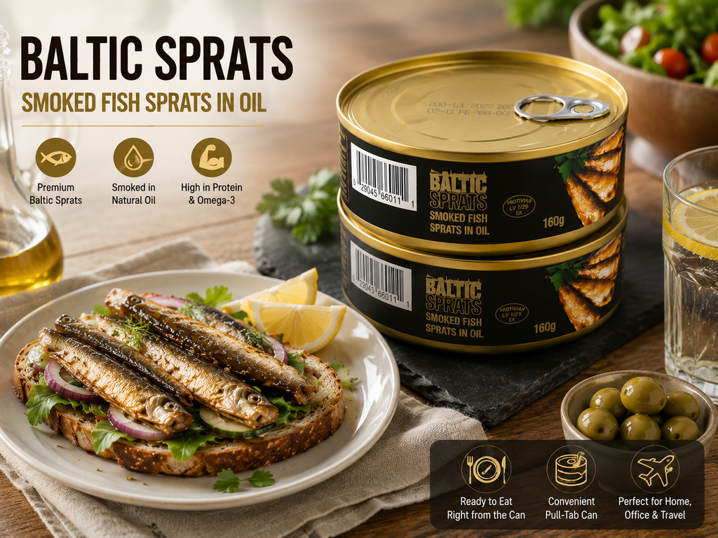 Baltic Smoked Fish Sprats in Oil 160g x2 – Ready to Eat Premium Baltic Seafood Snack | Best Before Feb 03, 2029