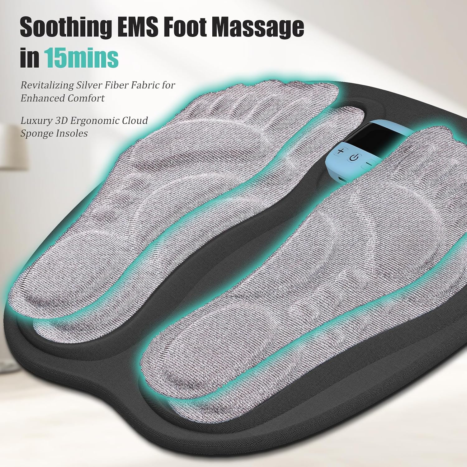 Portable Electronic Foot Massage Mat with Adjustable Modes, 19 Intensity Levels and USB Rechargeable Controller