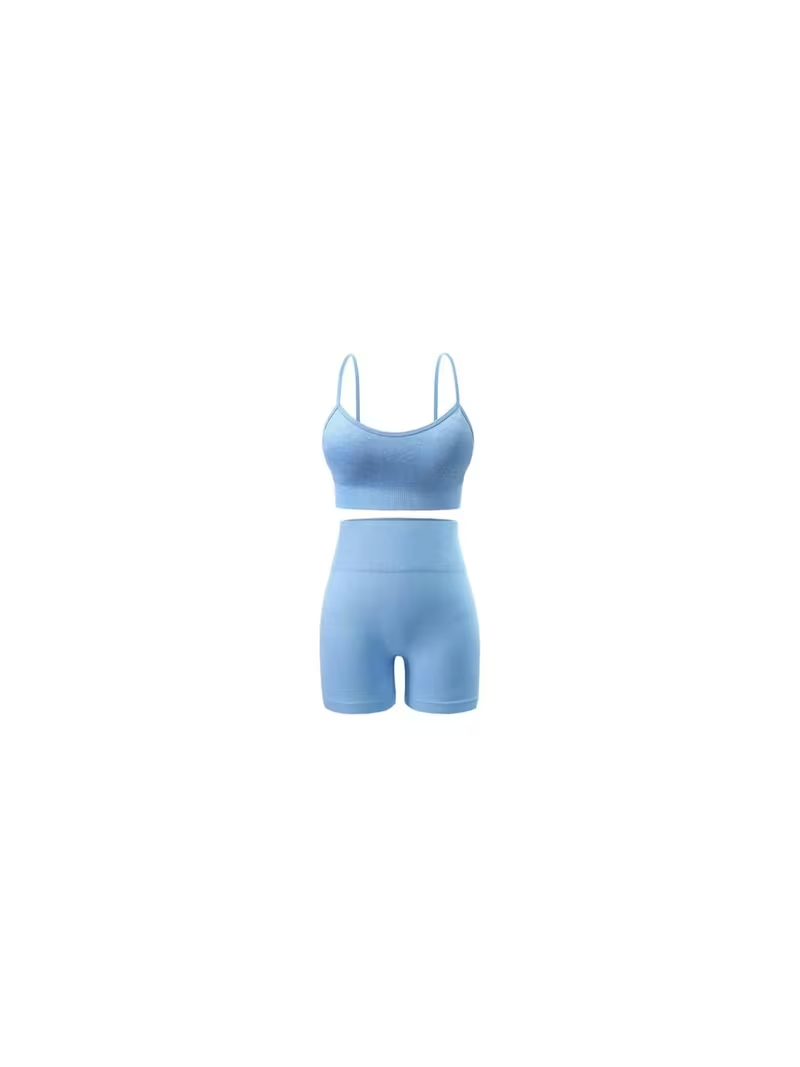Women’s Seamless Workout Set – 2 Piece High Waist Yoga Shorts & Sports Bra Activewear Gym Outfit