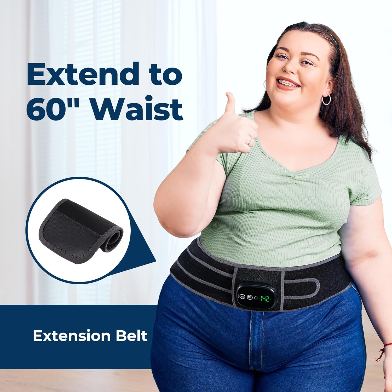 Cordless Heating Pad & Massager Belt, Rechargeable Heated Waist Wrap with 3 Heat Levels and 3 Massage Modes