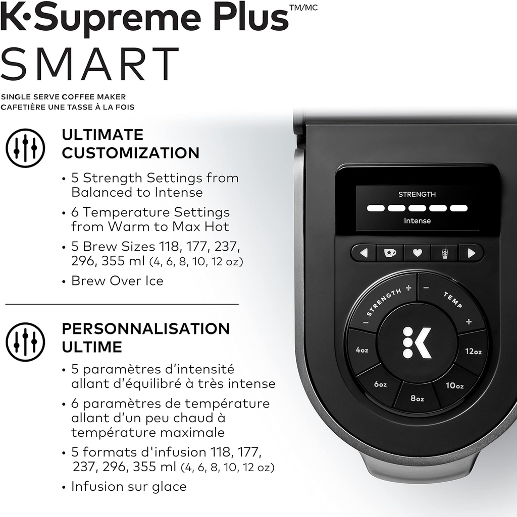 Keurig K-Supreme Plus SMART Single-Serve K-Cup Pod Coffee Maker with Wi-Fi & BrewID – Black