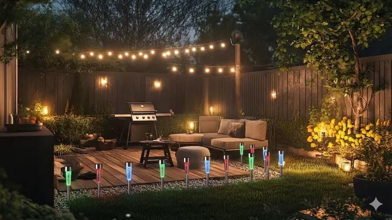 Moonrays Solar LED Garden Stake Lights Outdoor Color Changing Landscape Lights for Yard Pathway Lawn 2 Set 3 Pack Per Set Total 6 Lights