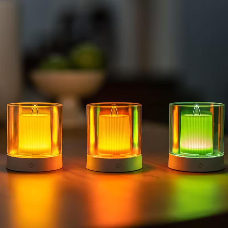 Rechargeable LED Flameless Candles (3 Pack) – Color Changing Ambient Lights with USB Charging, Safe Flickering Decorative Lights for Home, Bedroom & Holidays
