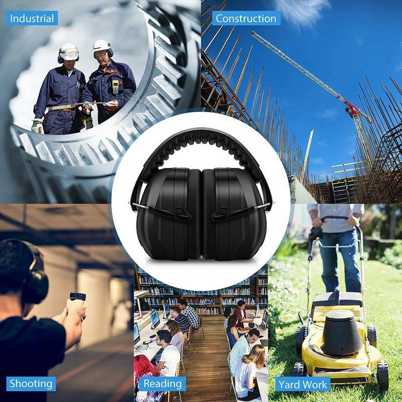 Mpow SNR 34dB Noise Reduction Safety Ear Muffs 2-Pack, NRR 28dB Hearing Protection Ear Defenders for Shooting, Construction, Lawn Mowing, Adjustable Ear Protection – Black