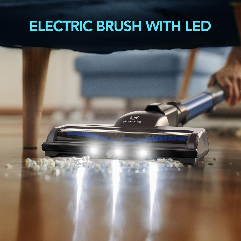 Greenote Cordless Vacuum Cleaner, 6 in 1 Lightweight Vacuum Cleaners, 22KPA 200W Stick Vacuum Cleaner Self-Standing Aspirateur with LED Floor Brush Cordless Vacuums for Hardwood, Floor Carpet