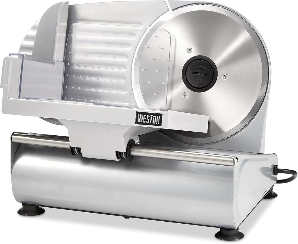 Weston Electric Meat Slicer, 7.5-Inch Stainless Steel Blade, Adjustable Thickness, 200W – Silver (61-0750-W)