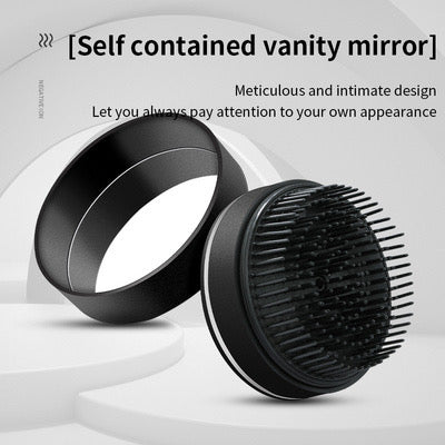 Mini Negative Ion Hair Brush with Mirror – Anti-Frizz Scalp Massage Comb