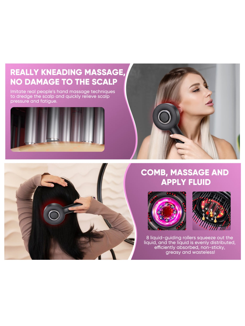 Red Light Scalp Massage Comb with Liquid Chamber – Electric Hair Care Brush