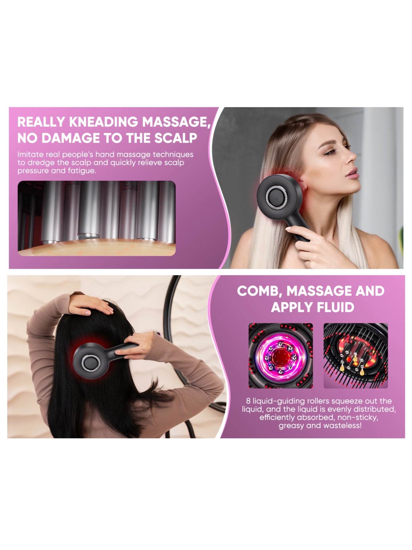 Red Light Scalp Massage Comb with Liquid Chamber – Electric Hair Care Brush
