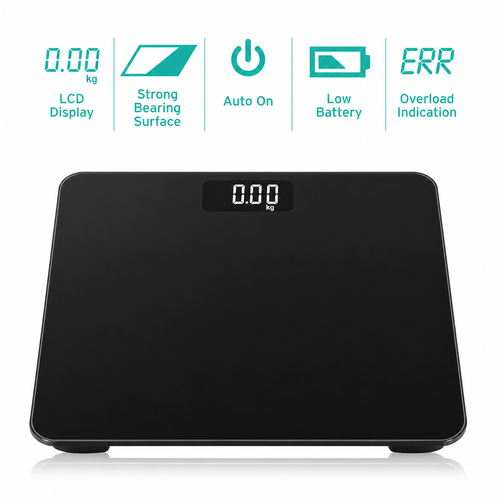 Digital Body Weight Scale LCD Display Bathroom Scale High Accuracy Personal Scale Step On Tempered Glass