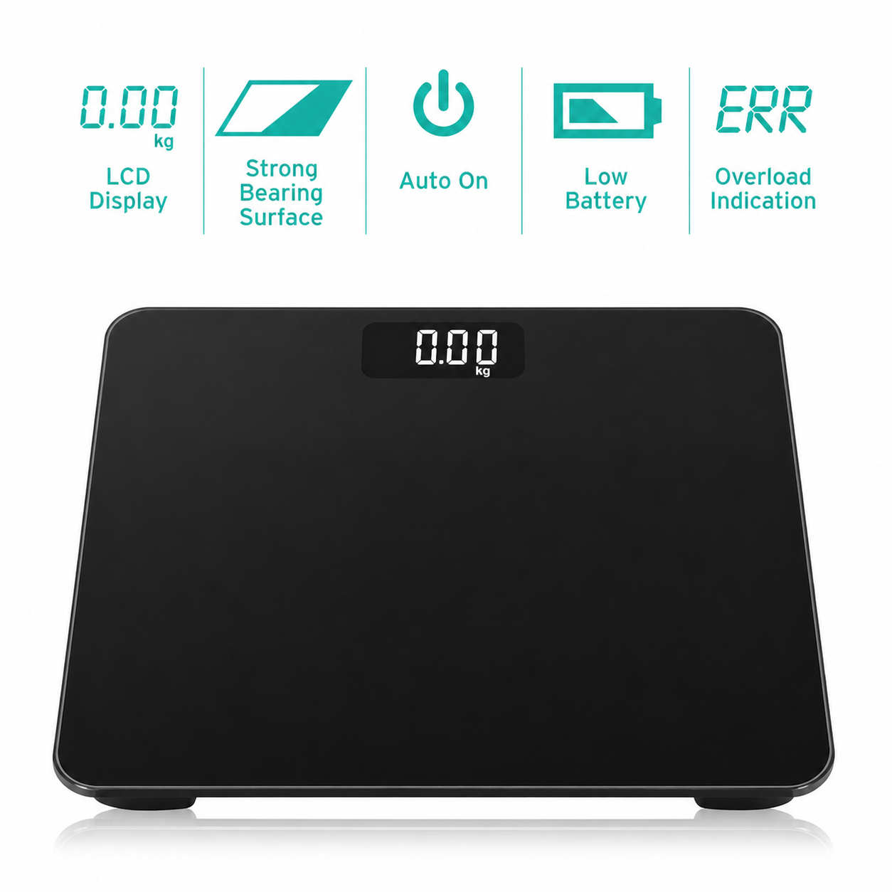 Digital Body Weight Scale LCD Display Bathroom Scale High Accuracy Personal Scale Step On Tempered Glass