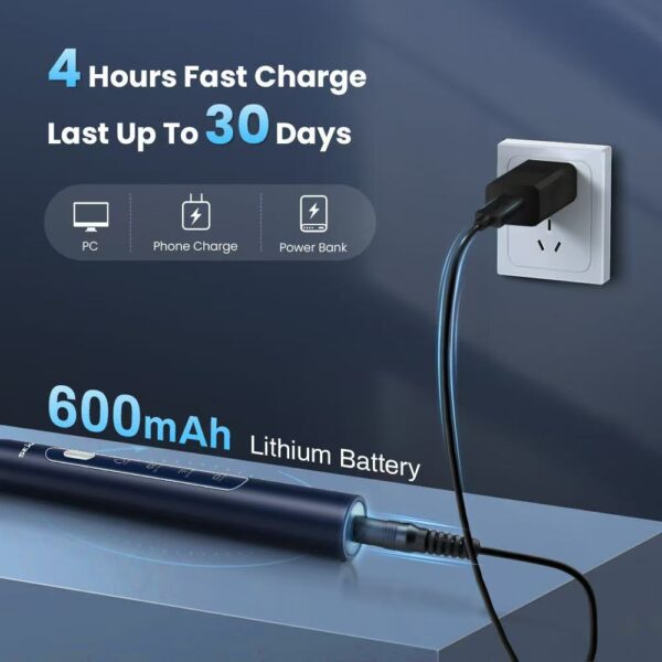 SEJOY Sonic Electric Toothbrush – Rechargeable Waterproof Toothbrush with 7 Brush Heads & 3 Cleaning Modes