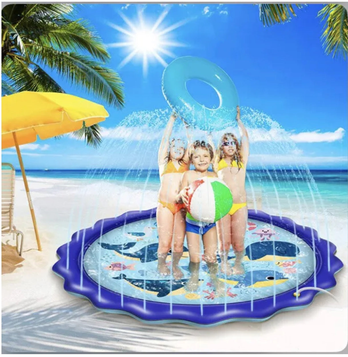 Kids Splash Play Mat | 68” Sprinkler Water Pad for Summer Outdoor Fun