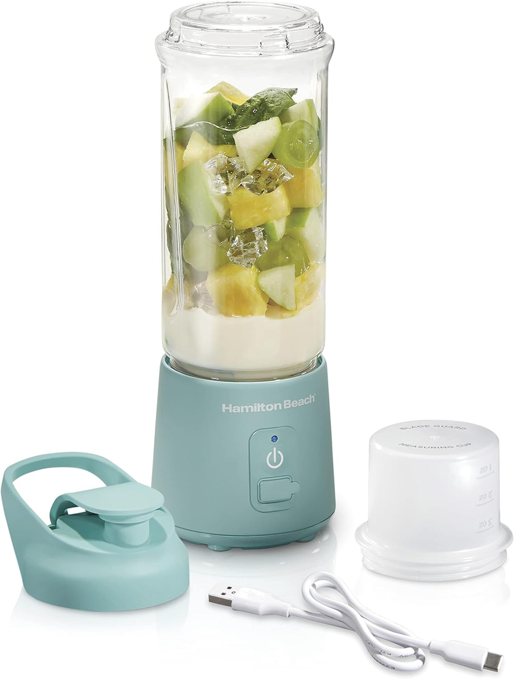 Hamilton Beach Blend Now Portable Cordless Blender with USB Rechargeable Battery, 16oz Travel Jar & Sip-Through Lid - Blue