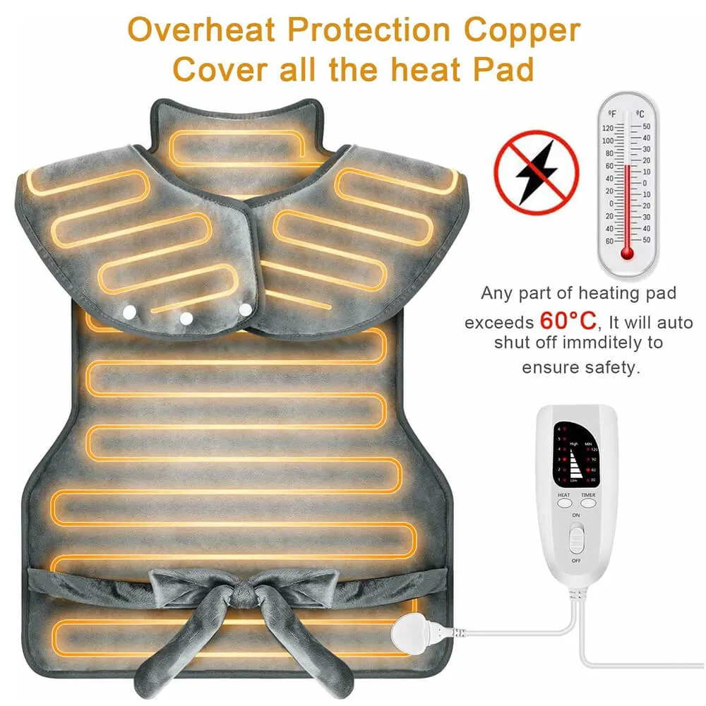 Large Electric Heating Pad for Neck, Shoulders & Back – 60 × 90 cm, 6 Heat Settings