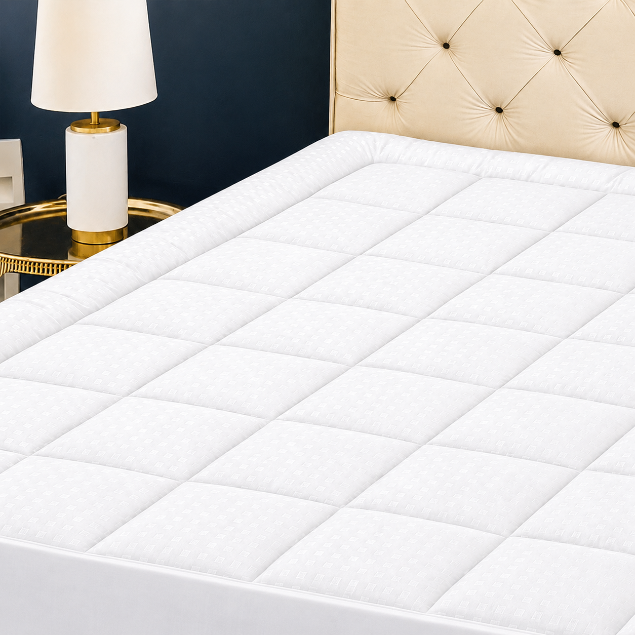 Quilted Mattress Pad Mattress Topper Mattress Protector, Deep Pocket Fit 8-21 Inch Mattresses, Soft Breathable Microfiber Cover