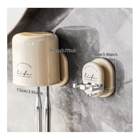 Multifunctional Wall Mounted Toothbrush Holder with Cup – Suction Bathroom Organizer for Toothbrush and Toothpaste