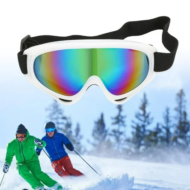 White Frame Ski & Snowboard Goggles – Dual Lens, Adjustable Strap, Over-Glasses Fit