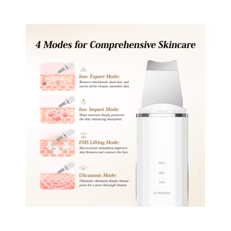 Ultrasonic Skin Scrubber – Deep Pore Cleansing Face Spatula, Blackhead Remover, Facial Lifting & Exfoliation Device (USB Rechargeable)