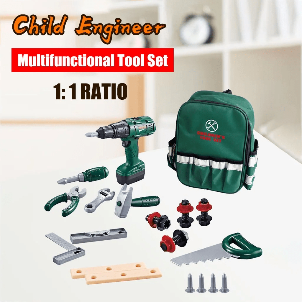 Kids Tool Set Toy with Electric Drill – 19PCS Pretend Play Construction Kit with Backpack for Boys & Girls