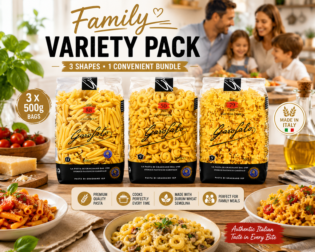 Garofalo Italian Pasta Variety Pack – No. 50 Cappelletti, No. 79 Mafalda Corta & No. 88 Casarecce, 3-Pack Durum Wheat Semolina Pasta, Imported Italian Pasta Selection