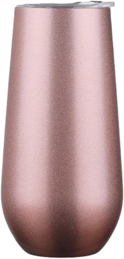 6 oz Stainless Steel Champagne Tumbler Stemless Glasses with Lid, Double Wall Insulated Travel Mug Perfect for Wine, Coffee, Drinks, Champagne, Cocktails, Colorfu
