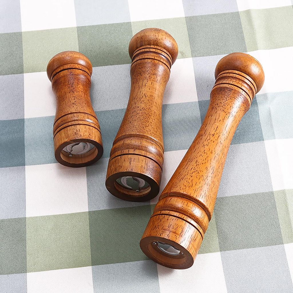 Wood Pepper Mill Grinder Adjustable Ceramic Core Salt & Pepper Grinder Refillable Oak Wood Mill 5in8in10in