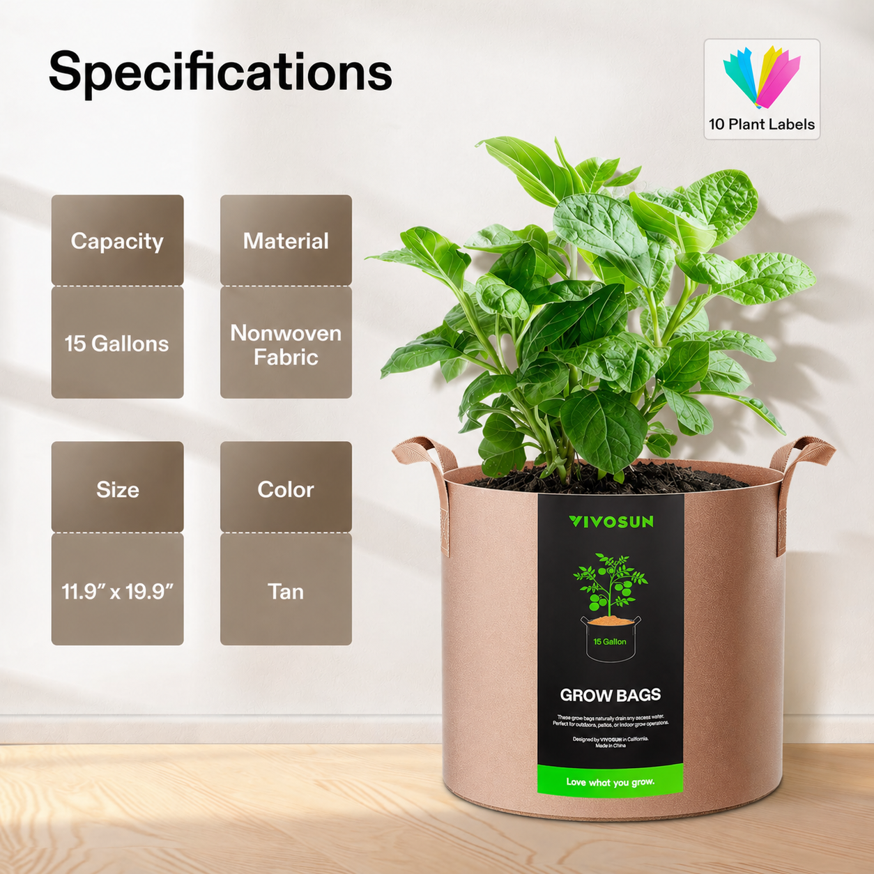 Fabric Grow Bags with Handles, Thickened Breathable Plant Pots, Nonwoven Garden Planters for Vegetables, Flowers, Indoor & Outdoor Gardening