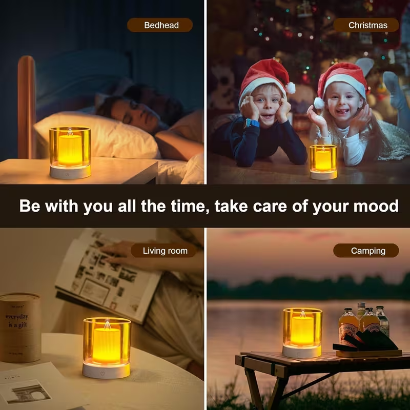 Rechargeable LED Flameless Candles (3 Pack) – Color Changing Ambient Lights with USB Charging, Safe Flickering Decorative Lights for Home, Bedroom & Holidays