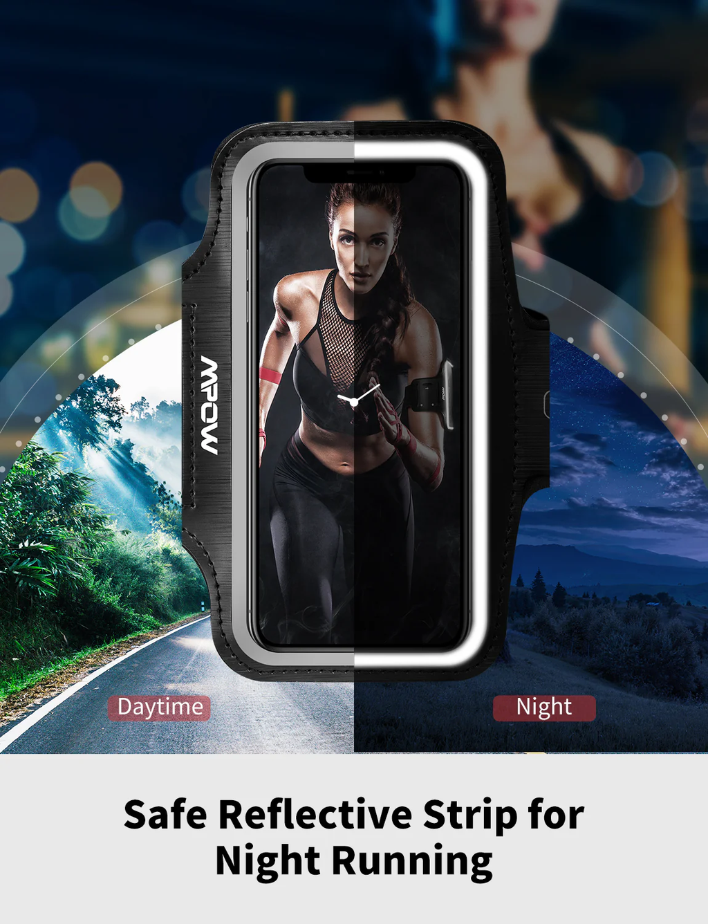 Running Phone Armband, Universal Sports Arm Band Phone Holder with Adjustable Strap, Sweat Resistant Workout Armband for Gym, Running, Cycling, Compatible with Most Smartphones