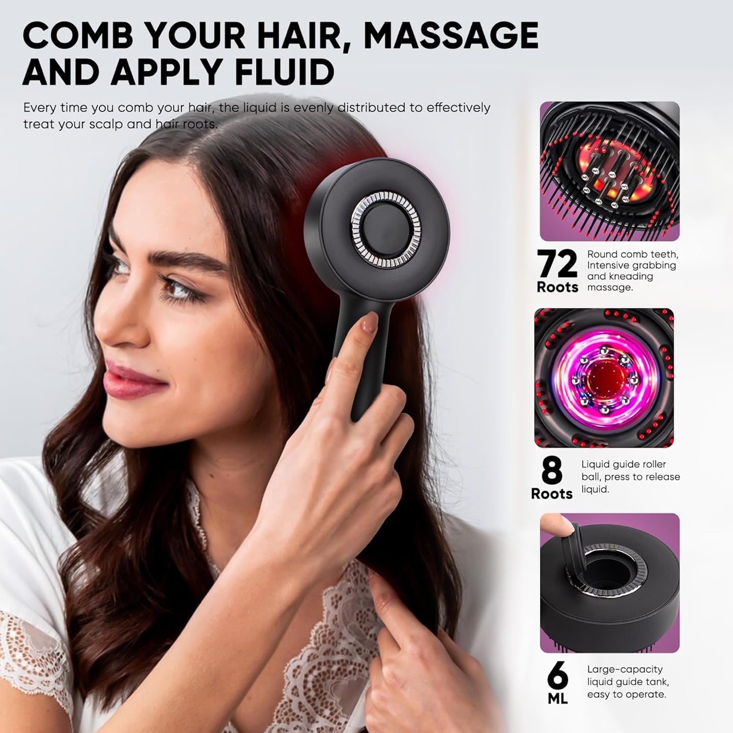 Red Light Scalp Massage Comb with Liquid Chamber – Electric Hair Care Brush