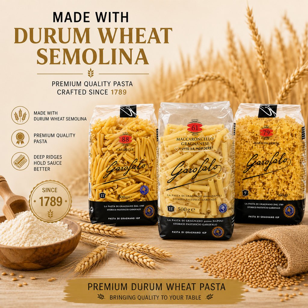 Garofalo Pasta Variety Pack, 3 × 500g, Casarecce No.88, Maccaroncello Gragnanese No.61 & Mafalda Corta No.79, Durum Wheat Semolina Pasta Bundle