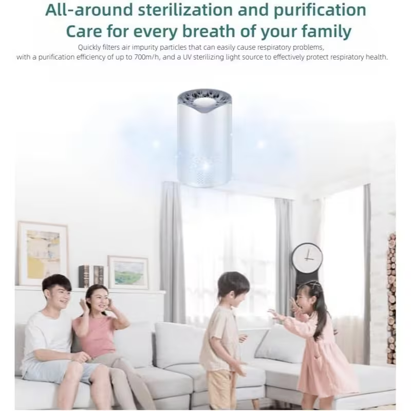 Compact USB-Powered UV Air Purifier with 5-Speed Touch Control – White