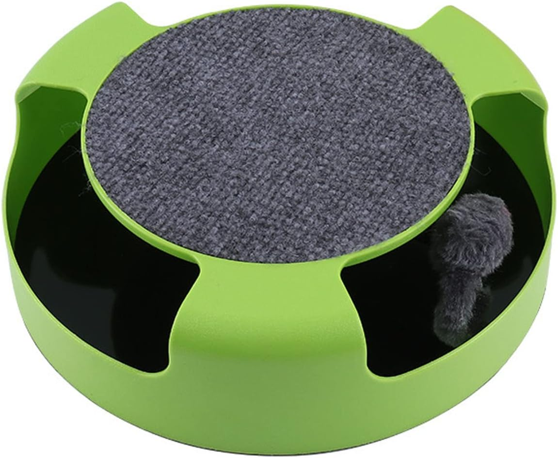 2-in-1 Interactive Cat Toy with Rotating Mouse & Scratching Pad