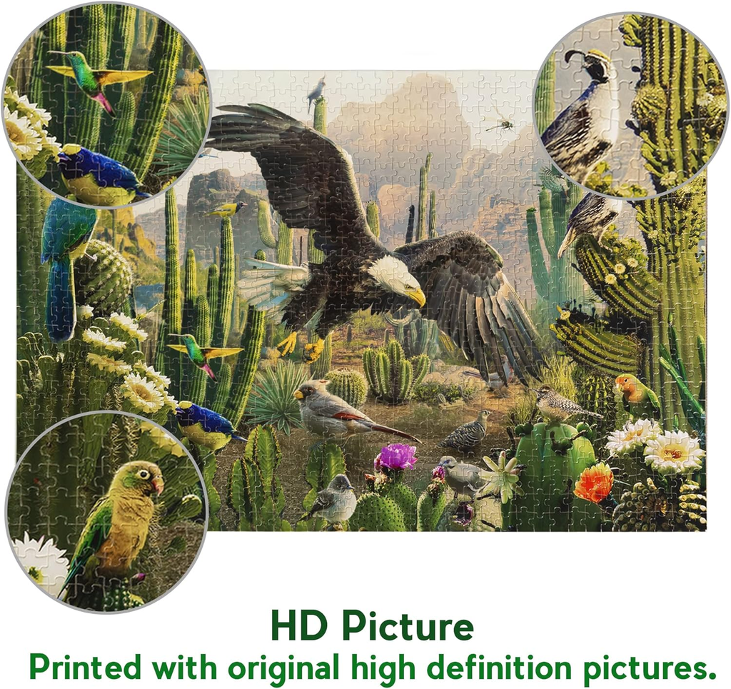 1000 Piece Wooden Desert Birds Jigsaw Puzzle for Adults & Teens Ages 14+