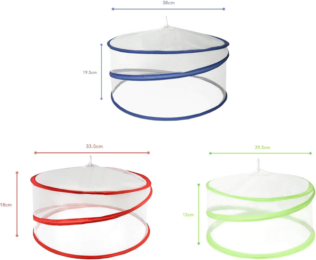 3PCS Collapsible Mesh Food Covers, Reusable Pop-Up Food Tent Covers for Picnic, BBQ, Outdoor Dining and Kitchen Use