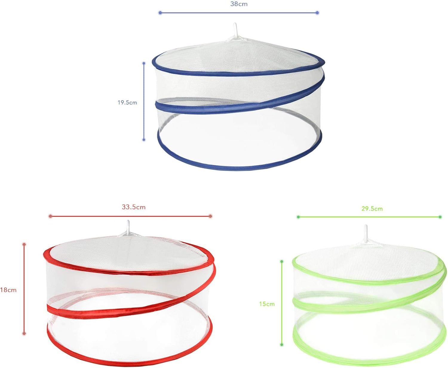 3PCS Collapsible Mesh Food Covers, Reusable Pop-Up Food Tent Covers for Picnic, BBQ, Outdoor Dining and Kitchen Use