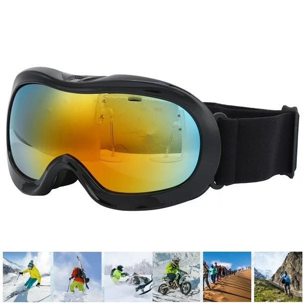 White Frame Ski & Snowboard Goggles – Dual Lens, Adjustable Strap, Over-Glasses Fit