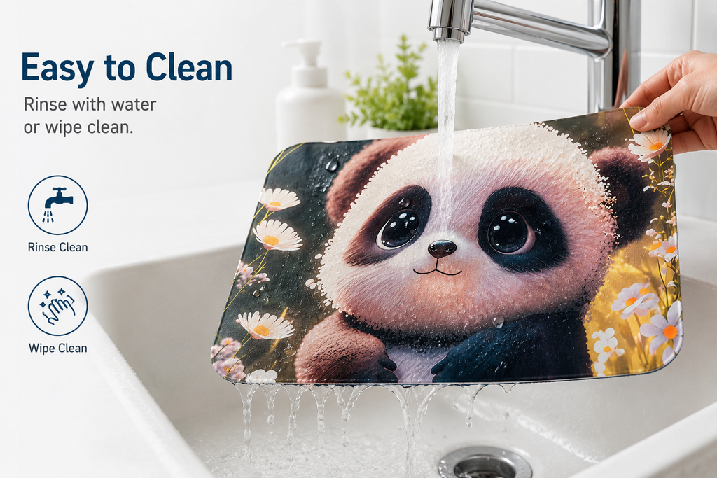Cute Panda Silicone Bathroom Mat – 23 × 16 in | Easy to Clean Floor Mat