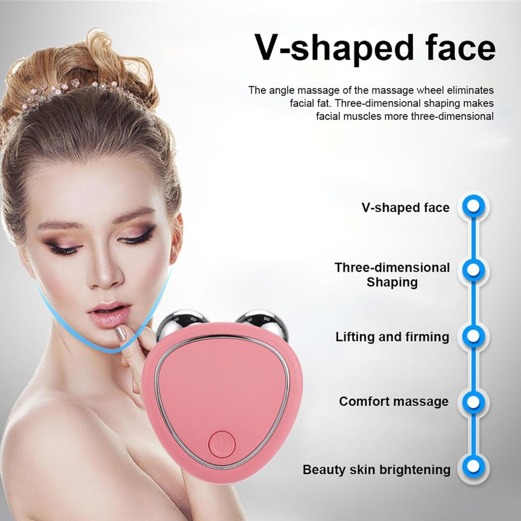 Skindion Levantamiento Facial, Skindion - Skindion Levantamiento Facial Con Microcorriente Antiarrugas, Rouleau de dispositif facial à microcourant, Mini masseur à rouleau USB, Anti-âge (White)