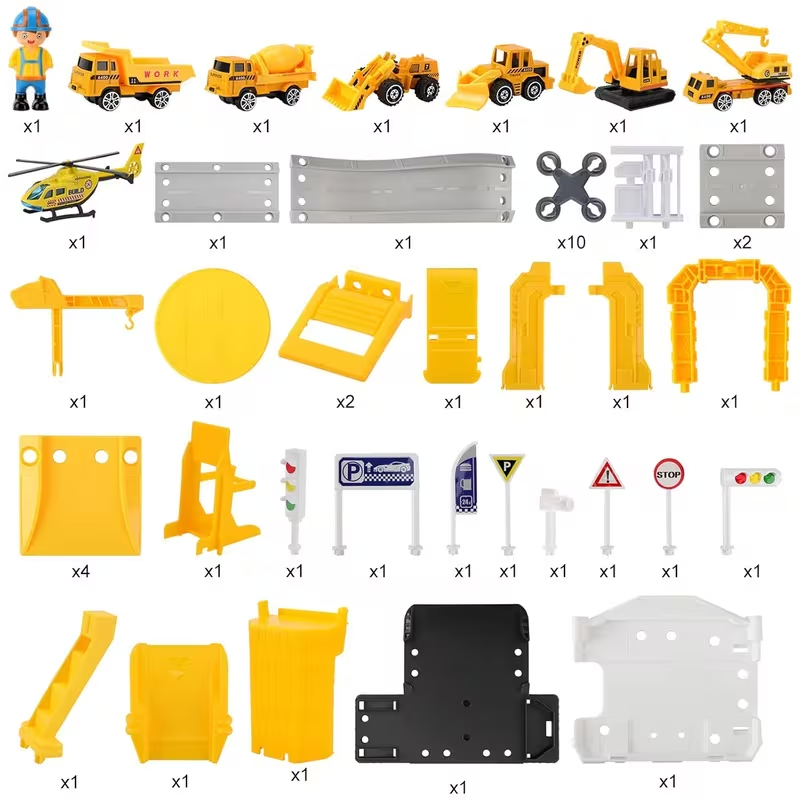 Construction Toys 44pcs for Kids, Engineering Construction Vehicle Truck Toys Set, Car Race Track Parking Lot, Crane, Excavator Car Garage Toys Gifts for Boys Toddlers 3 4 5 Years Old Good Christmas Gift