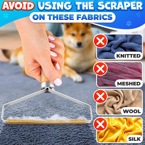 2-Pack Reusable Metal Lint Remover with Wooden Handle | Fabric Fuzz & Hair Cleaner for Clothes, Carpets and Furniture