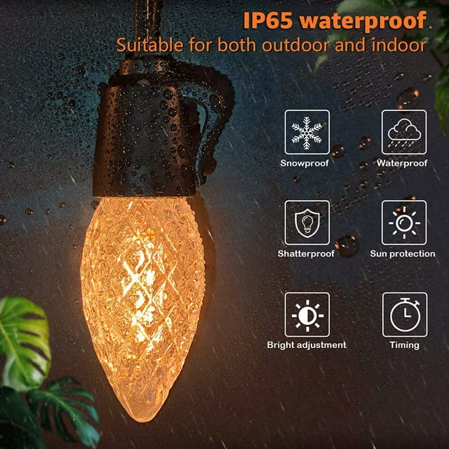 Outdoor String Lights 49ft Shatterproof LED Outdoor Lights Waterproof Patio String Light with 20pcs C35 Bulbs Commercial Hanging Light for Cafe Bistro Garden Deck Backyard Balcony Party Decor