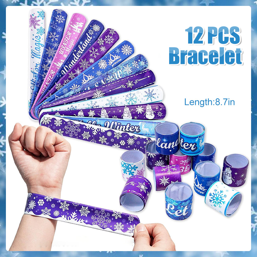 Winter Princess Theme Party Decorations Set – Kids Birthday Supplies with Gift Bags, Bracelets, Keychains, Stickers & Badges (Blue Snowflake Style)