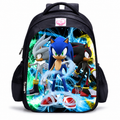 Kids School Backpack, Cartoon Character Print Bookbag with Front Zip Pocket and Dual Side Mesh Pockets, 16.5 x 12.6 x 6.7 in, Style C
