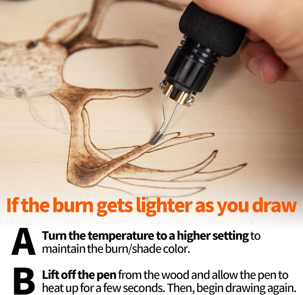 40W Wood Burning Kit – Adjustable Temperature Pyrography Pen Set with Tips