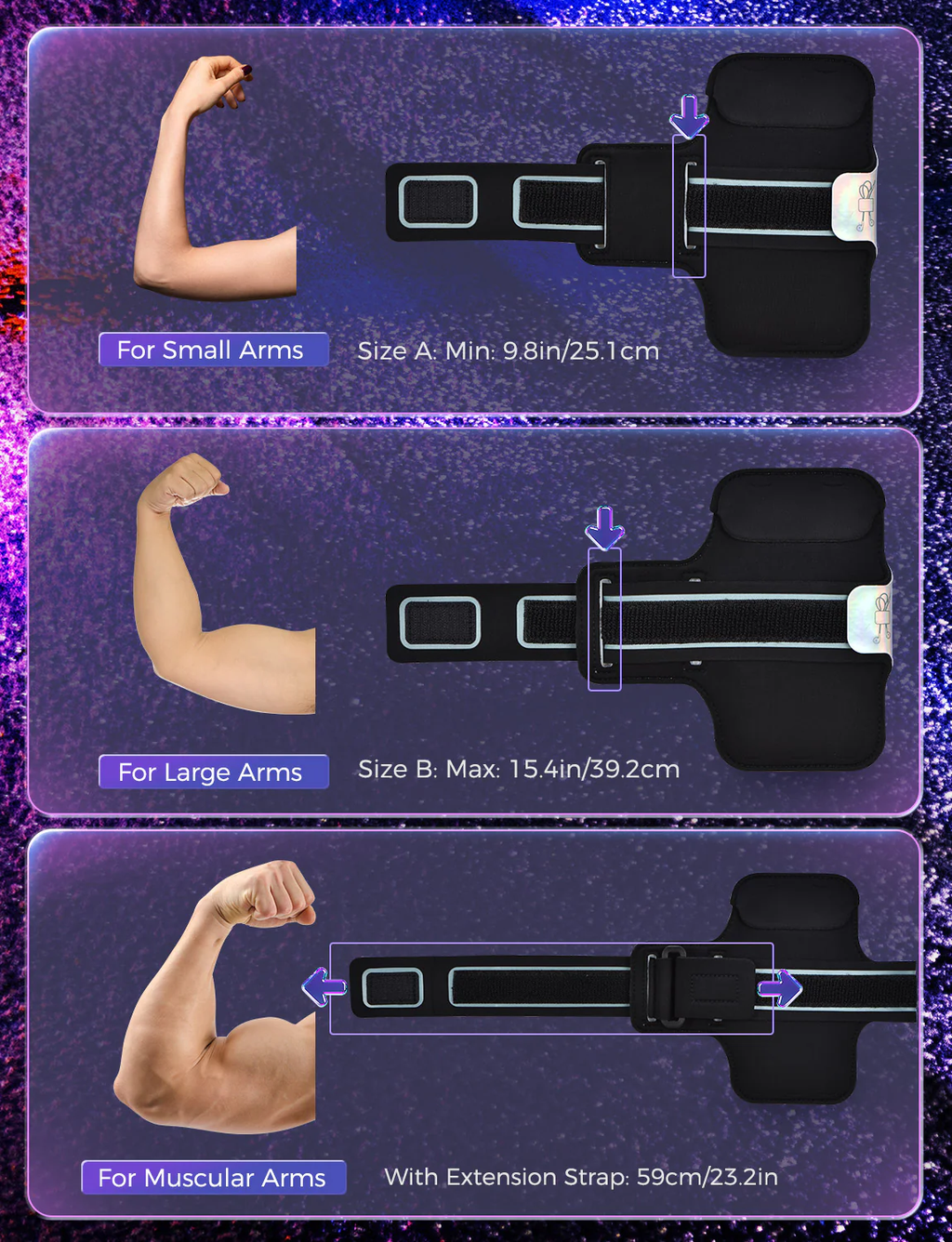 Sports Phone Armband Running Arm Band with Adjustable Strap Sweat Resistant Workout Phone Holder
