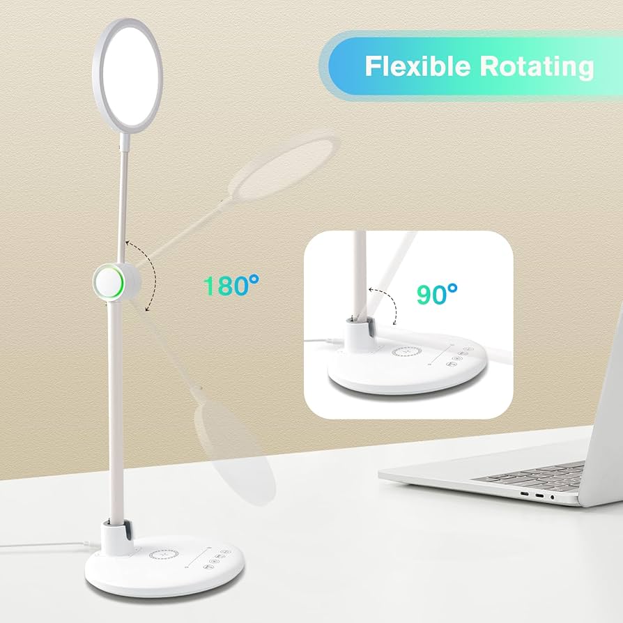 3-in-1 LED Desk Lamp with Wireless Charging Base & Adjustable Brightness for Study, Reading & Office Use